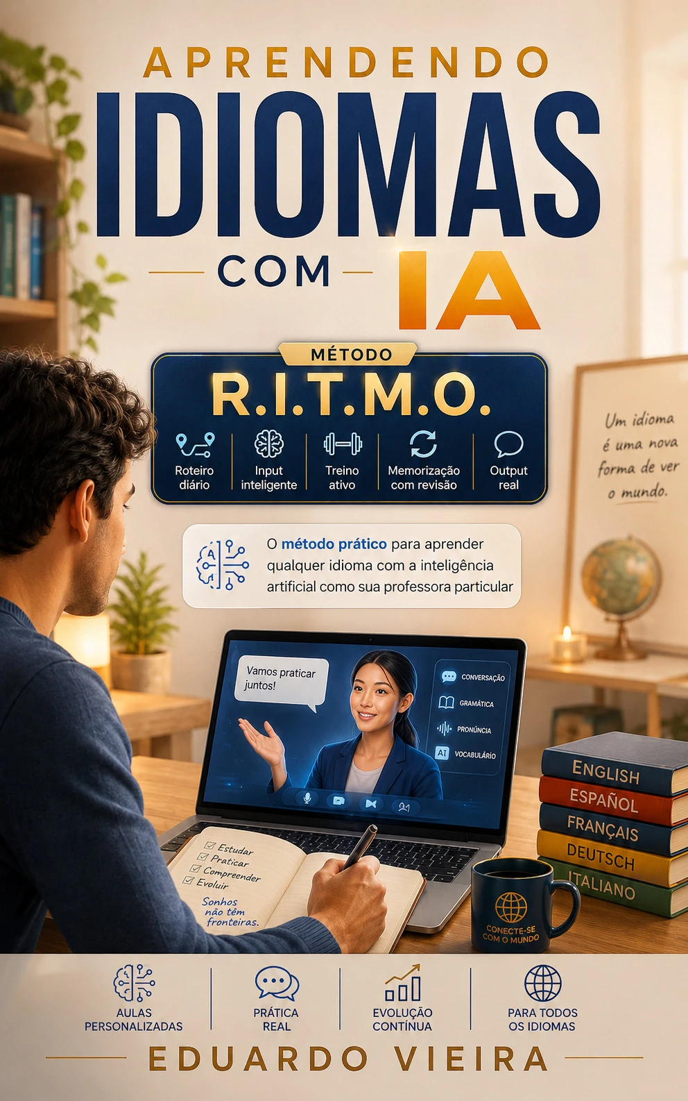 Capa do livro Aprendendo Idiomas com IA, de Eduardo Vieira