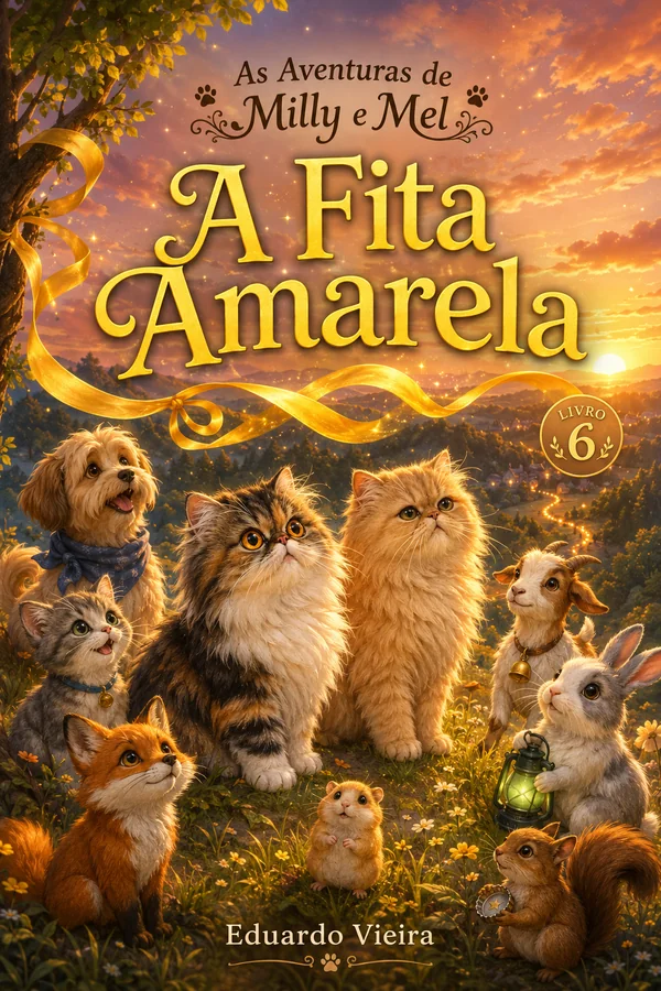 Capa do livro As Aventuras de Milly e Mel: A Fita Amarela, de Eduardo Vieira