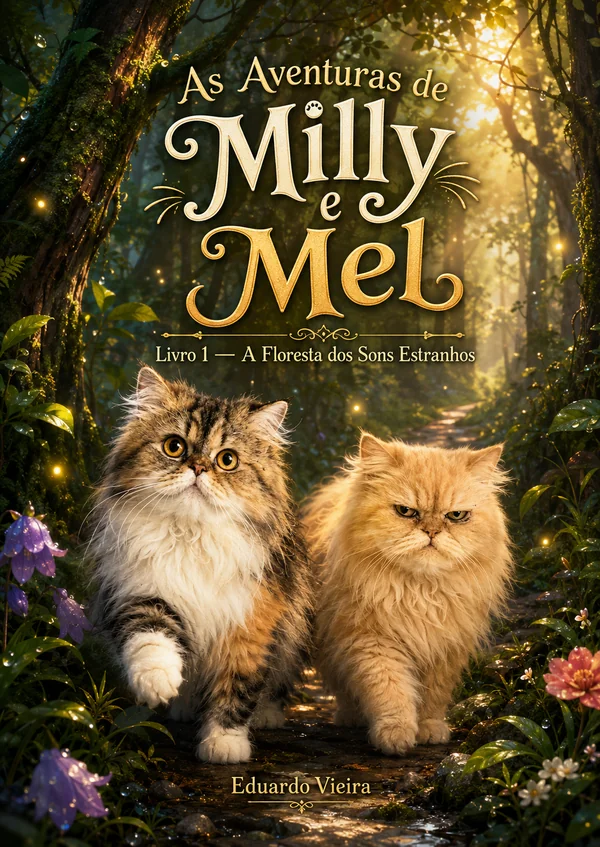 Capa do livro As Aventuras de Milly e Mel: A Floresta dos Sons Estranhos, de Eduardo Vieira