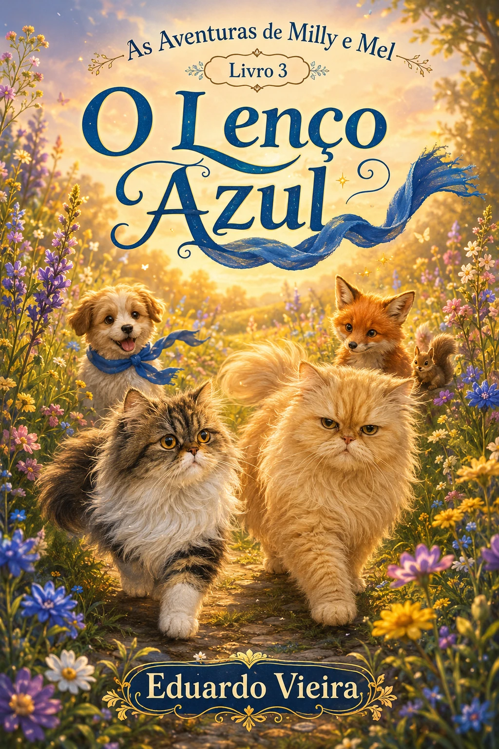 Capa do livro As Aventuras de Milly e Mel: O Lenço Azul, de Eduardo Vieira