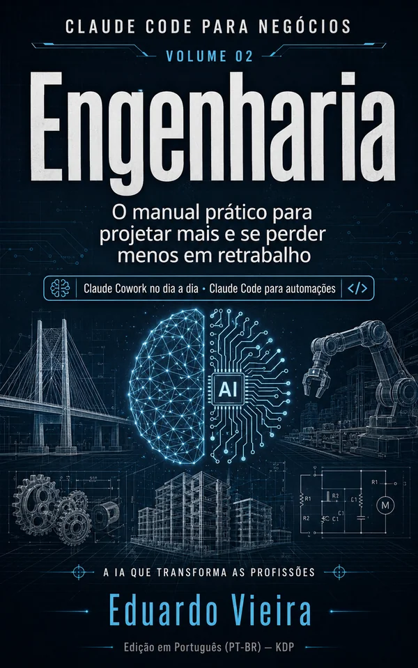 Capa do livro Claude Code para Negócios: Engenharia, de Eduardo Vieira
