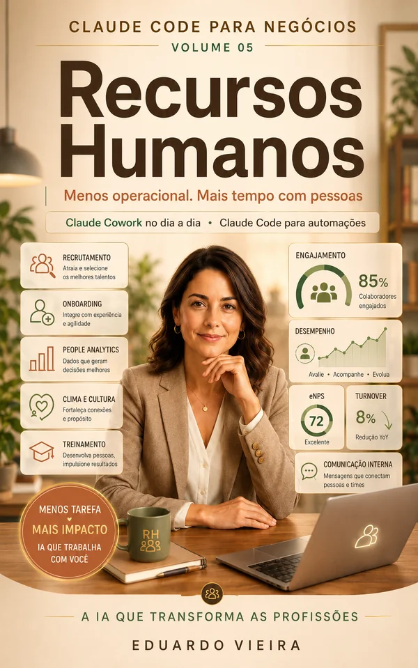 Capa do livro Claude Code para Negócios: Recursos Humanos, de Eduardo Vieira