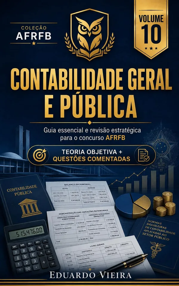 Capa do livro Contabilidade Geral e Pública: Auditor-Fiscal da Receita Federal do Brasil, de Eduardo Vieira