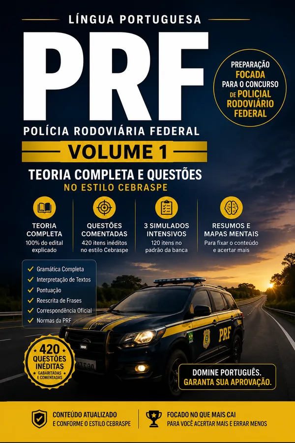 Capa do livro Português para a PRF, de Eduardo Vieira